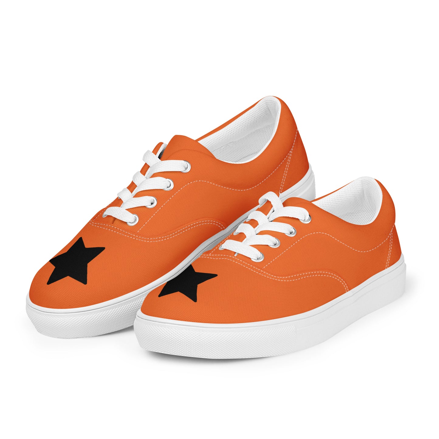 Women’s Black Star Orange Lace-up Canvas Shoes
