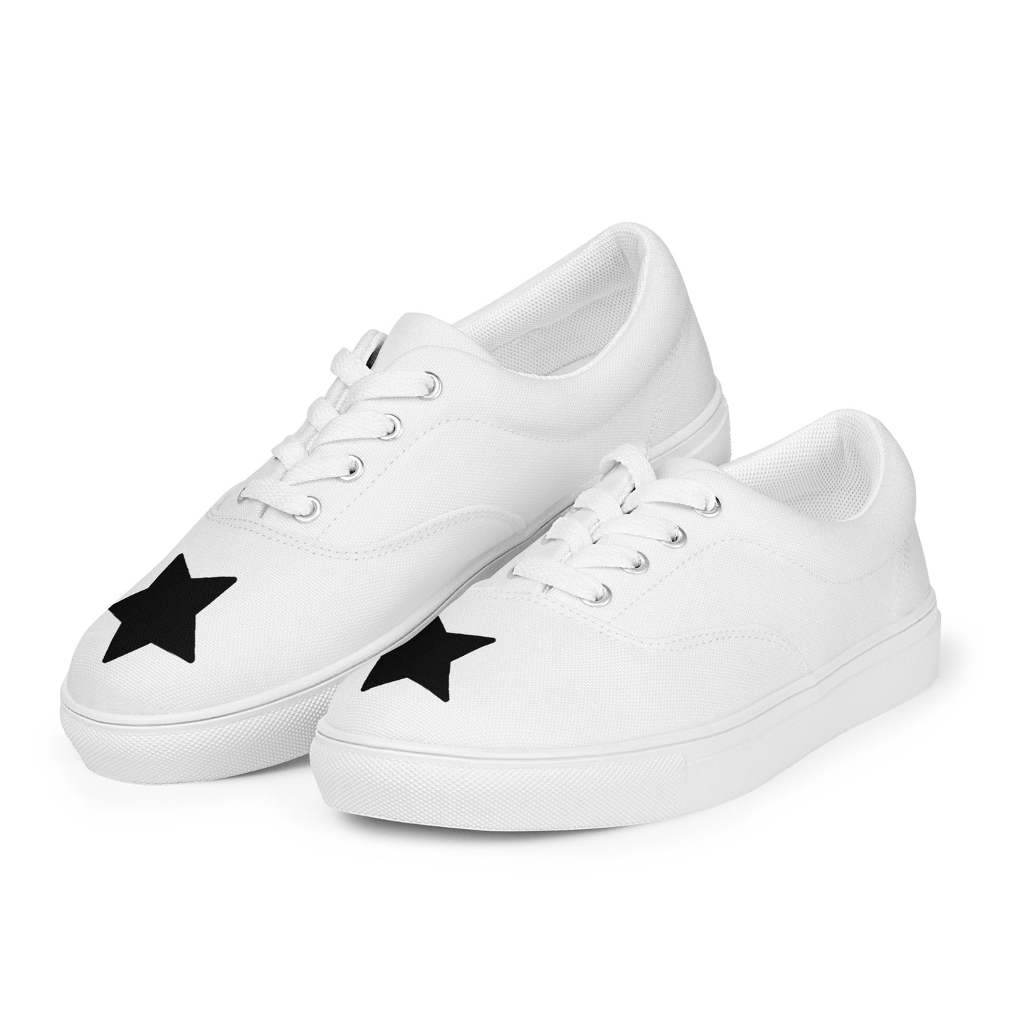 Women’s Black Star White Lace-up Canvas Shoes