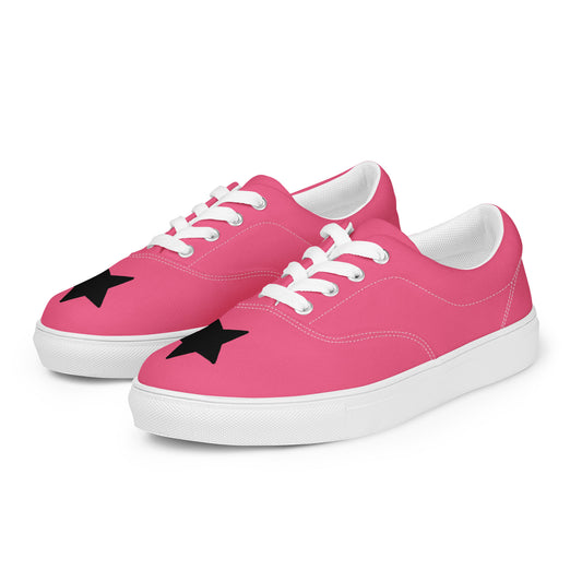 Women’s Black Star Pink Lace-up Canvas Shoes