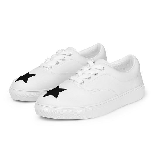 Women’s Black Star White Lace-up Canvas Shoes