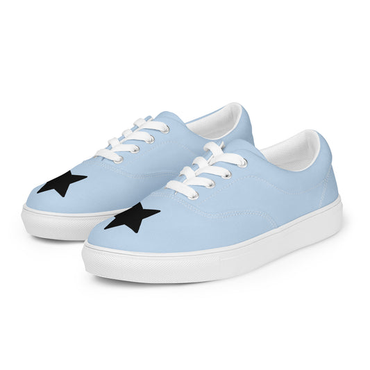 Women’s Black Star Pattens Blue Lace-up Canvas Shoes