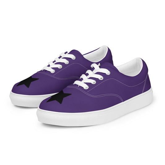 Women’s Black Star Purple Lace-up Canvas Shoes
