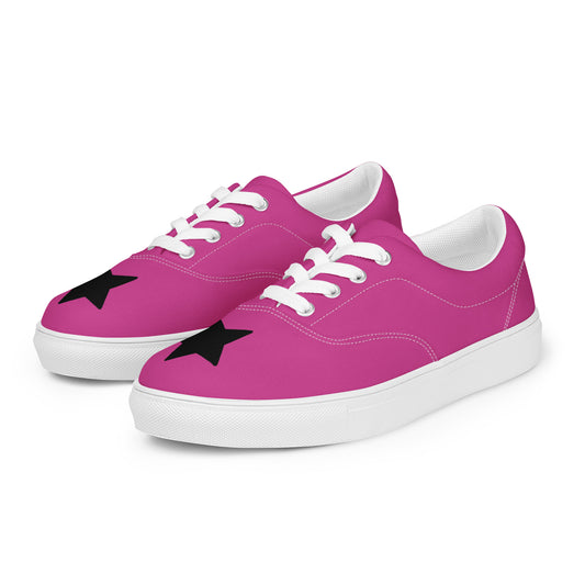 Women’s Black Star Deep Cerise Lace-up Canvas Shoes