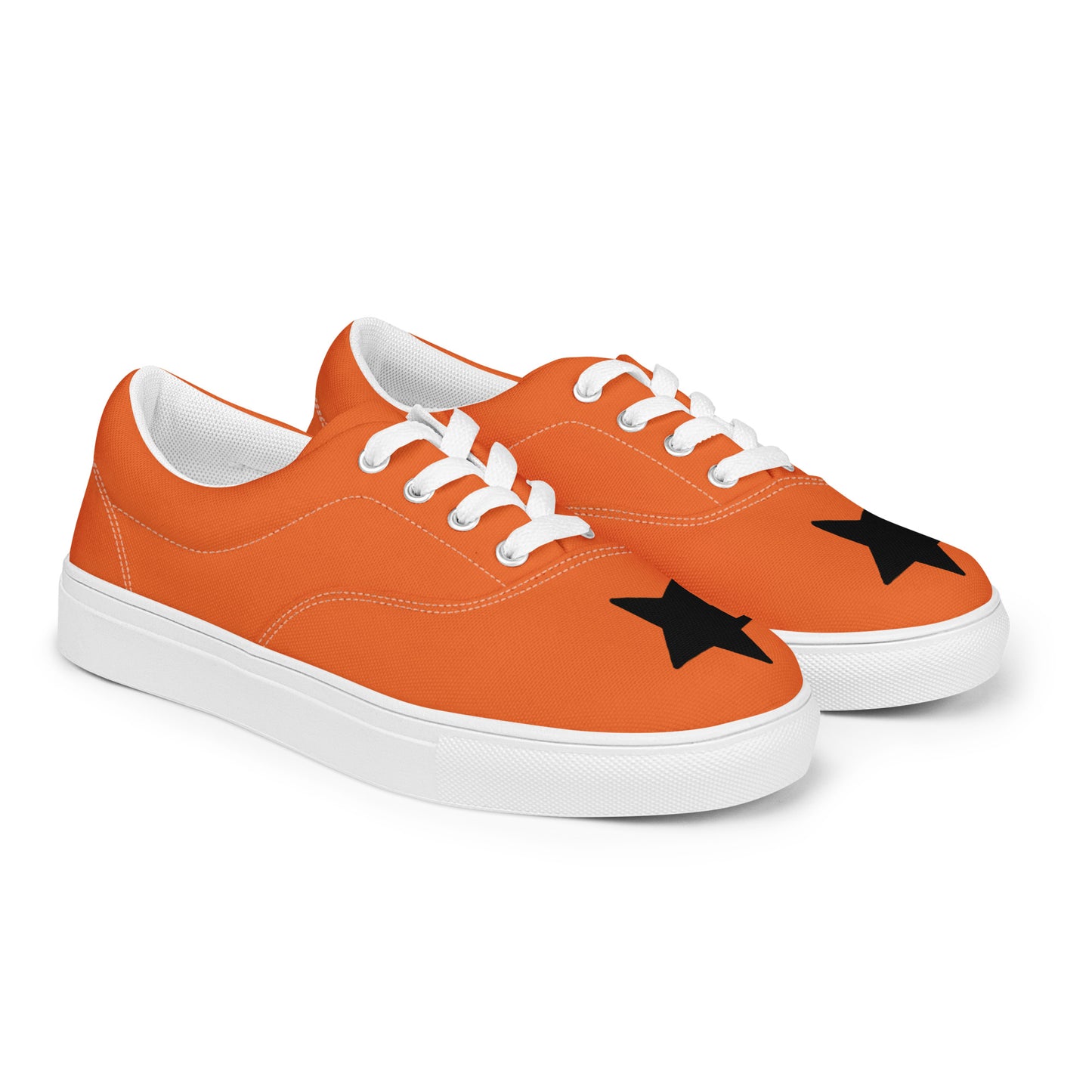 Women’s Black Star Orange Lace-up Canvas Shoes