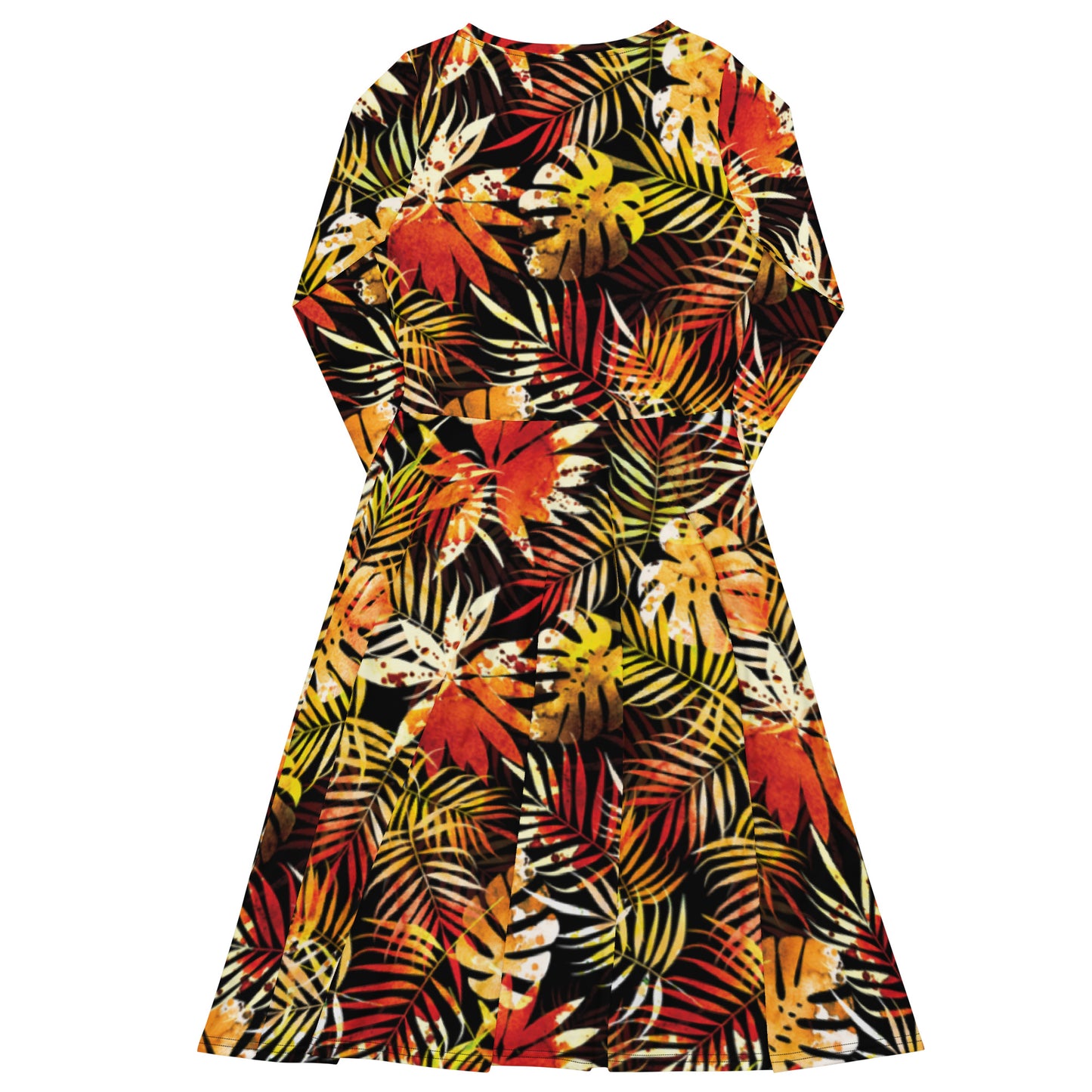 Monstera Gold Long Sleeve Midi Dress