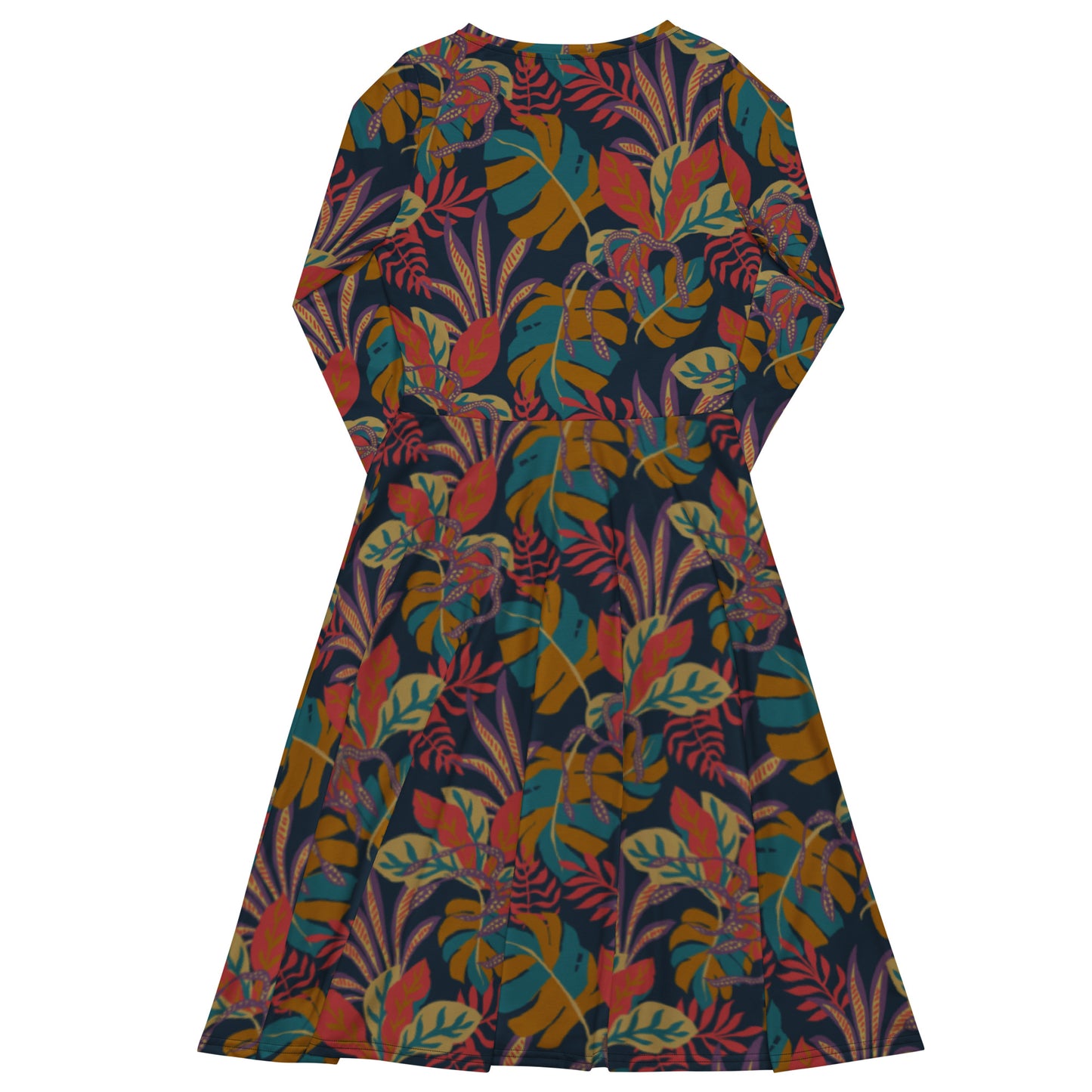 Monstera Jungle Long Sleeve Midi Dress
