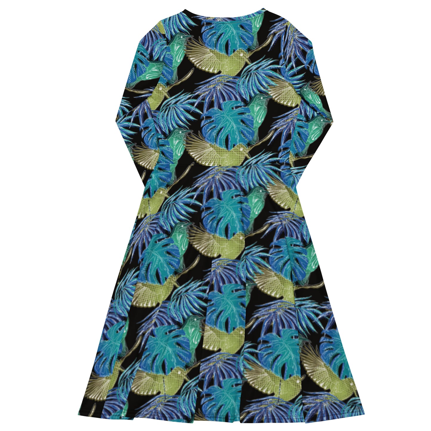 Glowing Monstera Long Sleeve Midi Dress