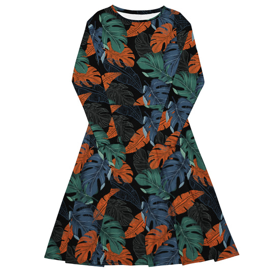 Monstera Lover Long Sleeve Midi Dress - Michelle Francisco