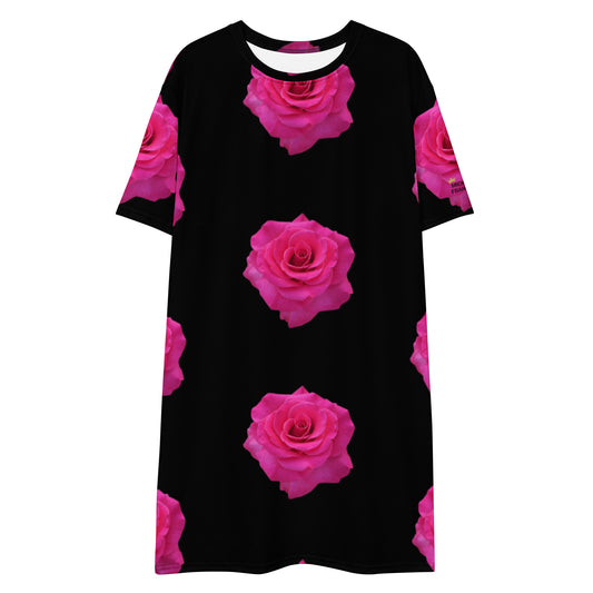 Pink Roses T-shirt Dress