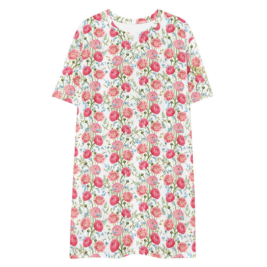 Pink Flowers Lover T-shirt dress