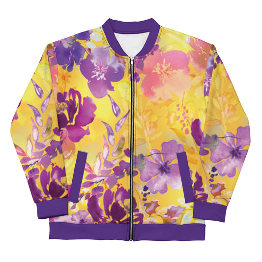 Indigo Floral Bomber Jacket (Unisex) - Michelle Francisco