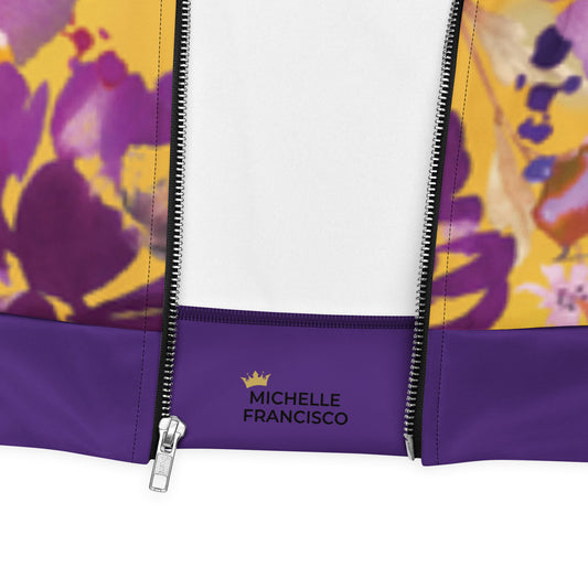 Indigo Floral Bomber Jacket (Unisex) - Michelle Francisco