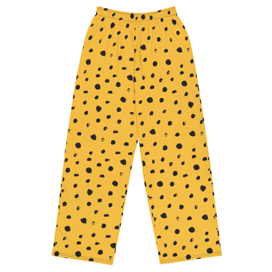 Yellow Black Polka Wide-leg Pants