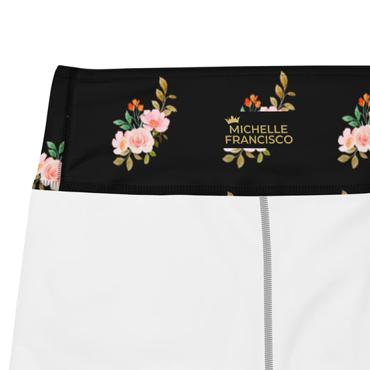 Pink Flowers Yoga Capri Leggings