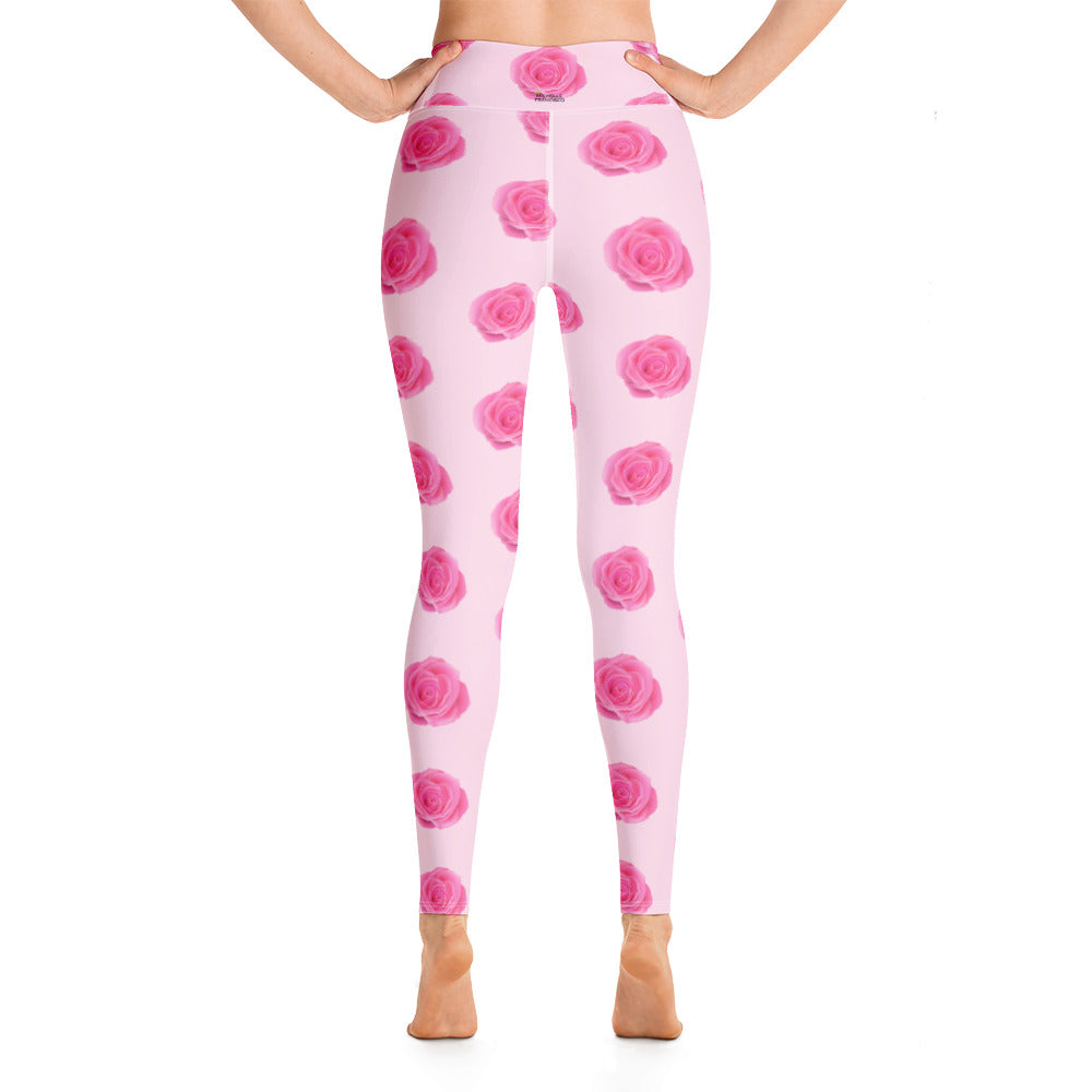 Pink Roses Yoga Leggings