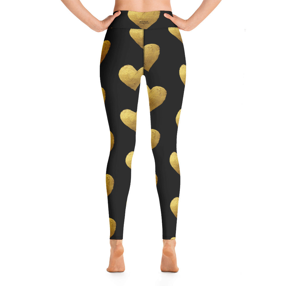 Gold Hearts Yoga Leggings