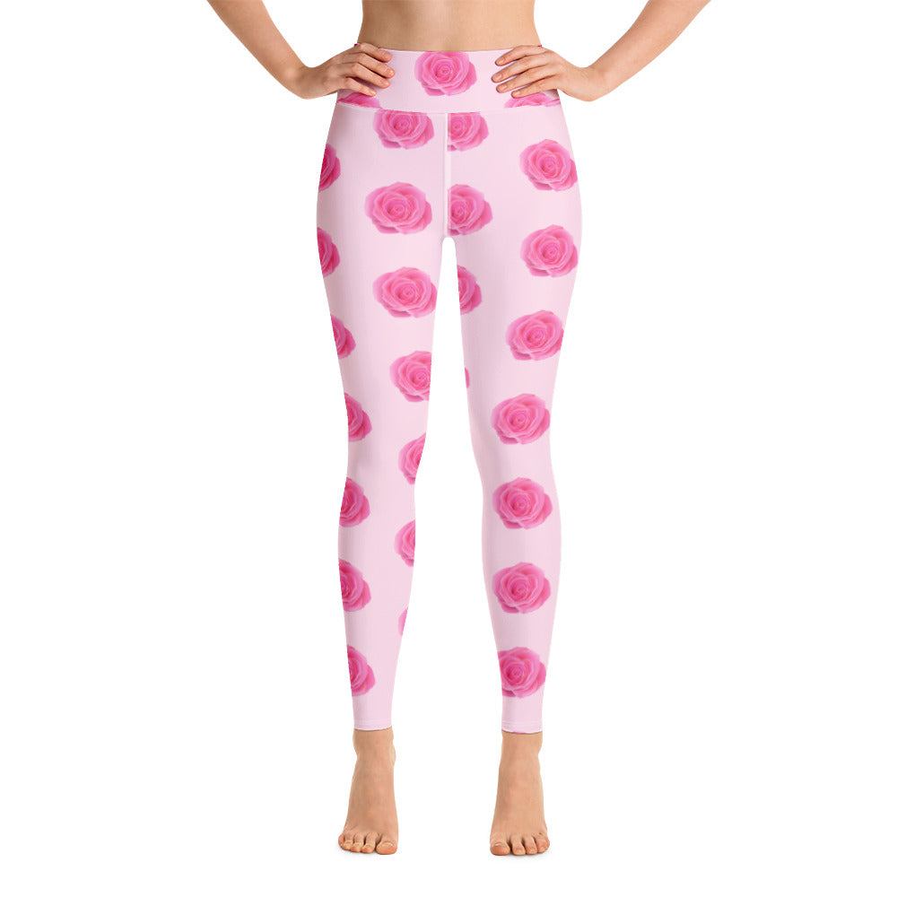 Pink Roses Yoga Leggings