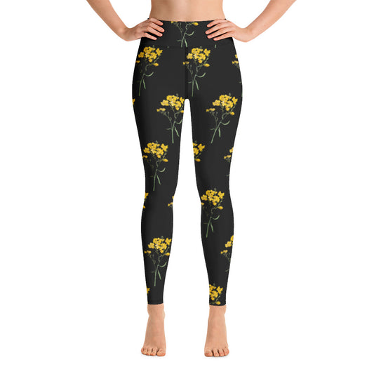 Yellow Flowers Yoga Leggings - Michelle Francisco