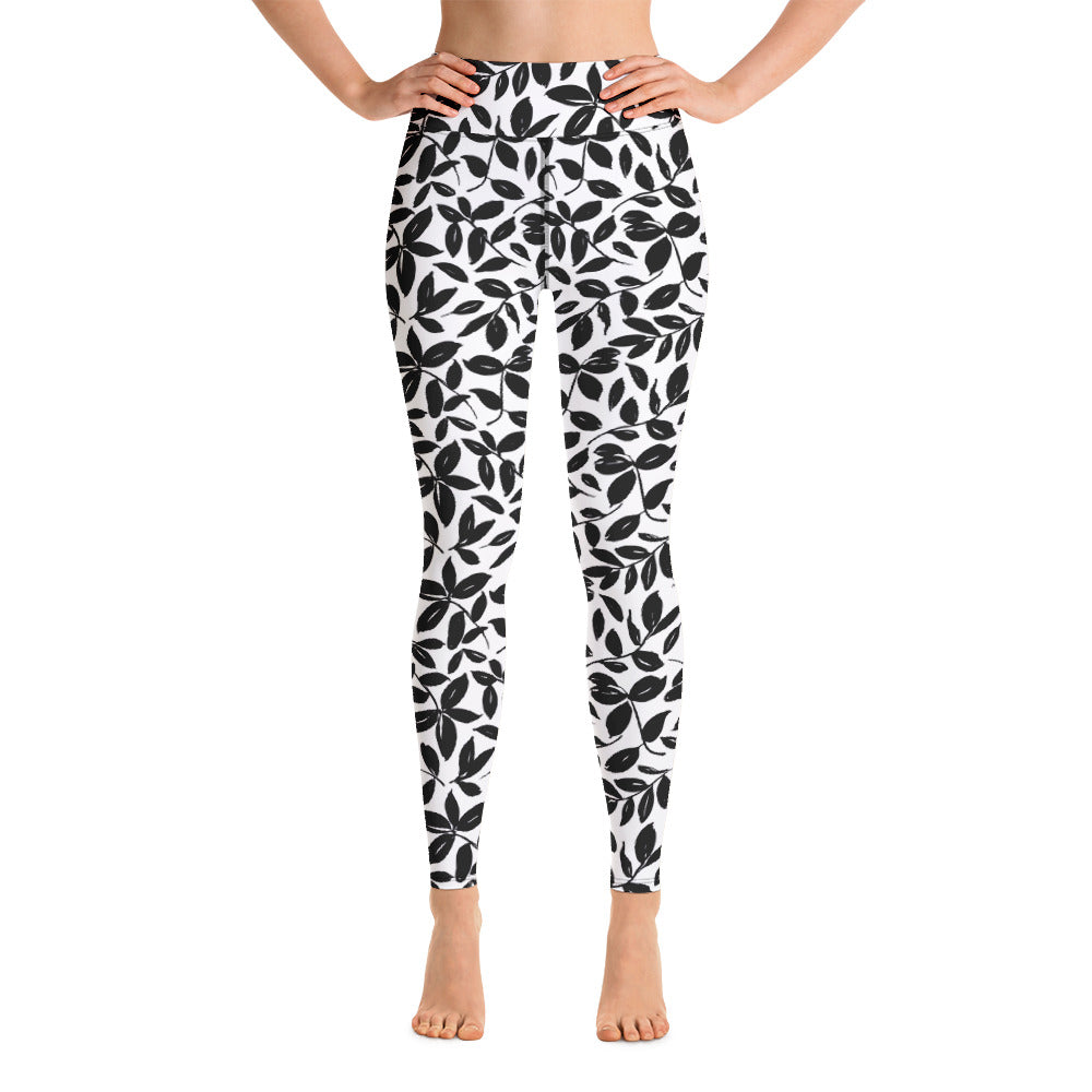 Dark Leaves Yoga Leggings