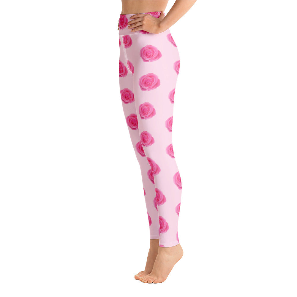 Pink Roses Yoga Leggings