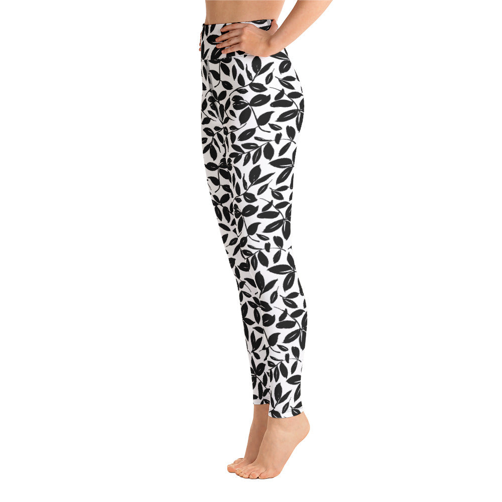 Dark Leaves Yoga Leggings