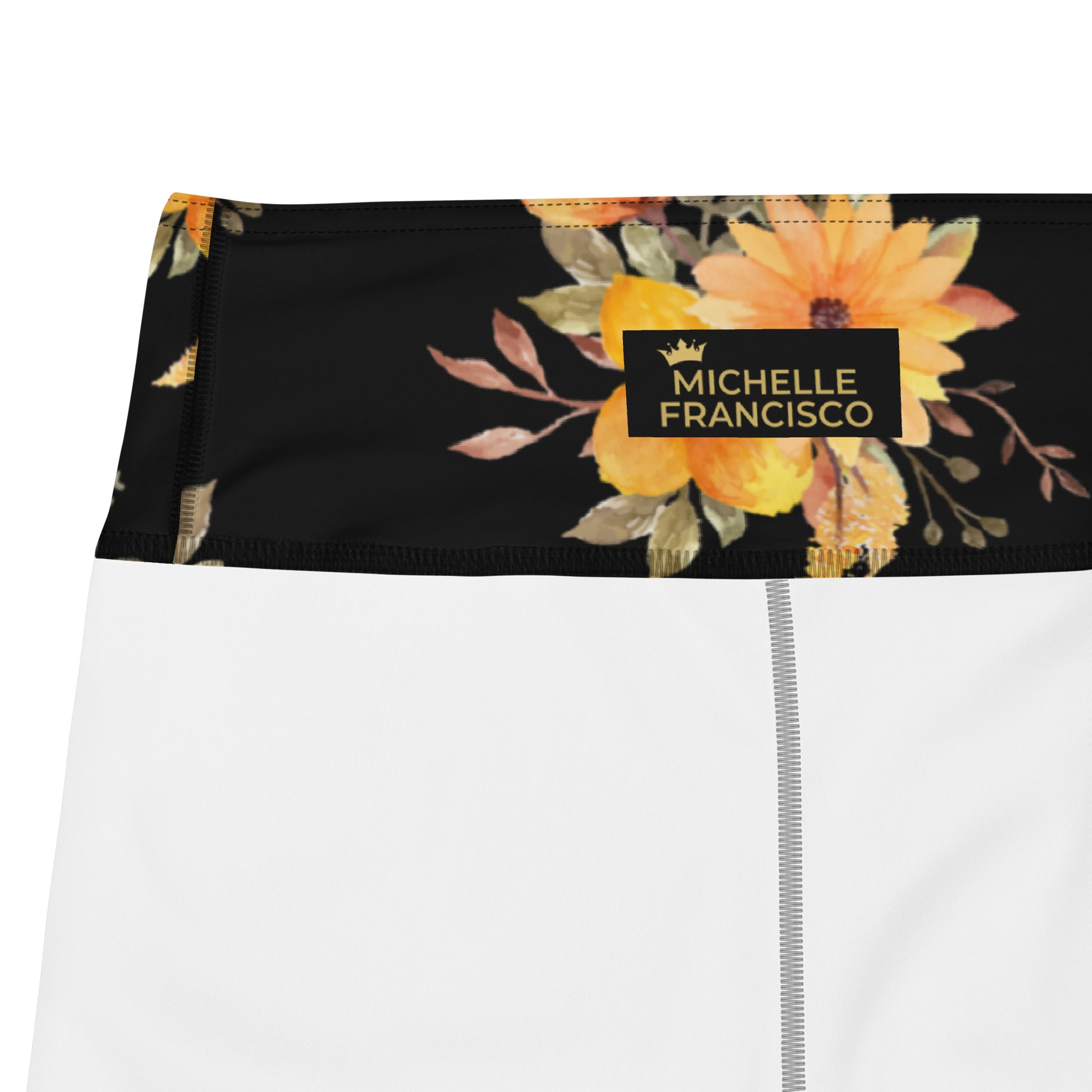 Orange Flowers Yoga Leggings - Michelle Francisco