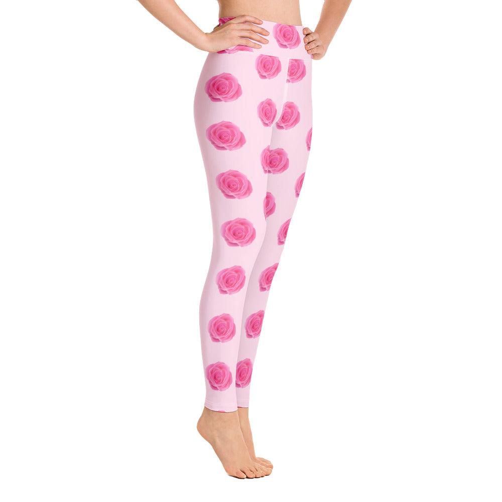 Pink Roses Yoga Leggings