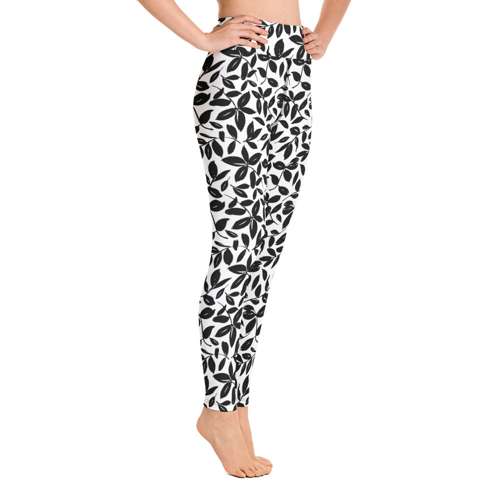Dark Leaves Yoga Leggings