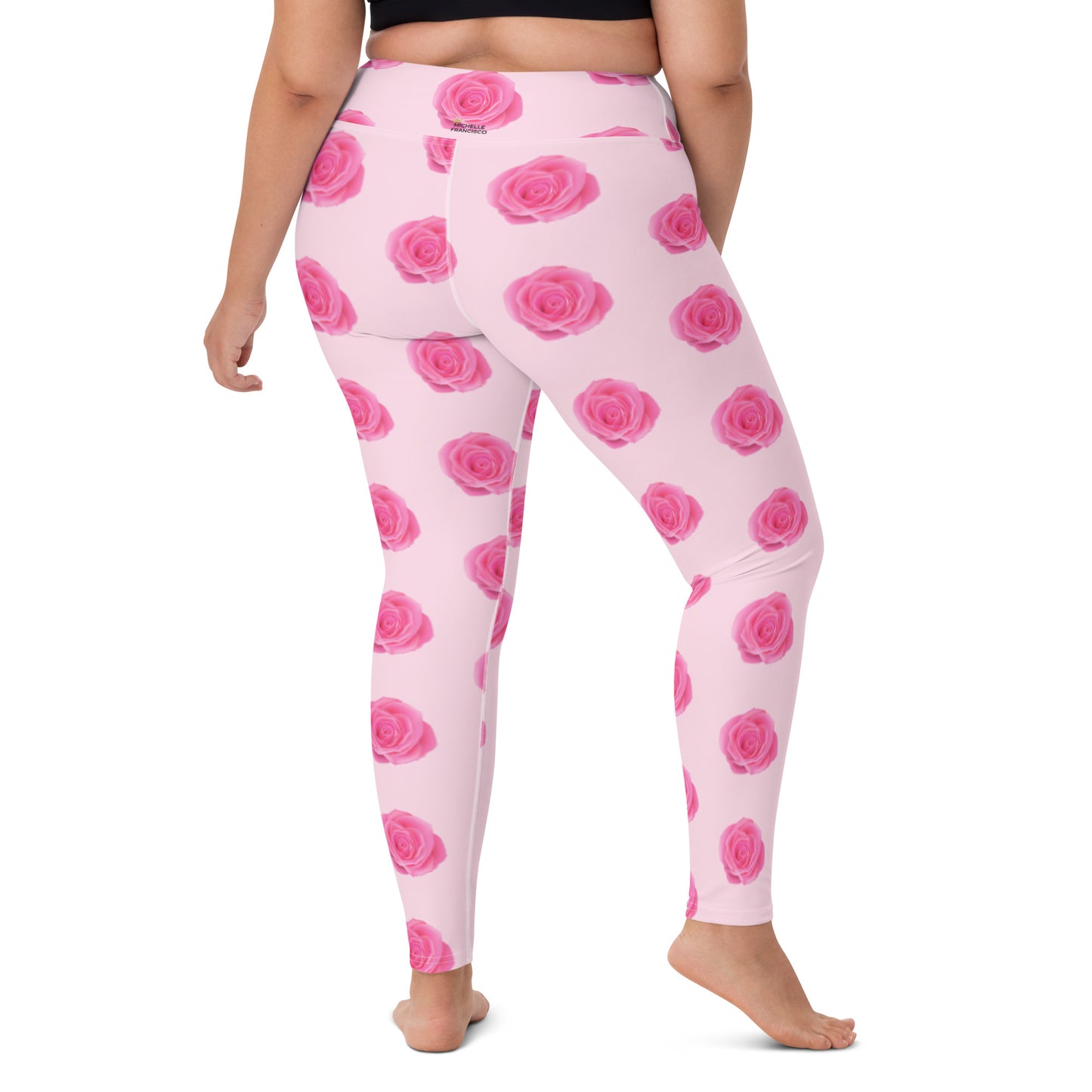 Pink Roses Yoga Leggings