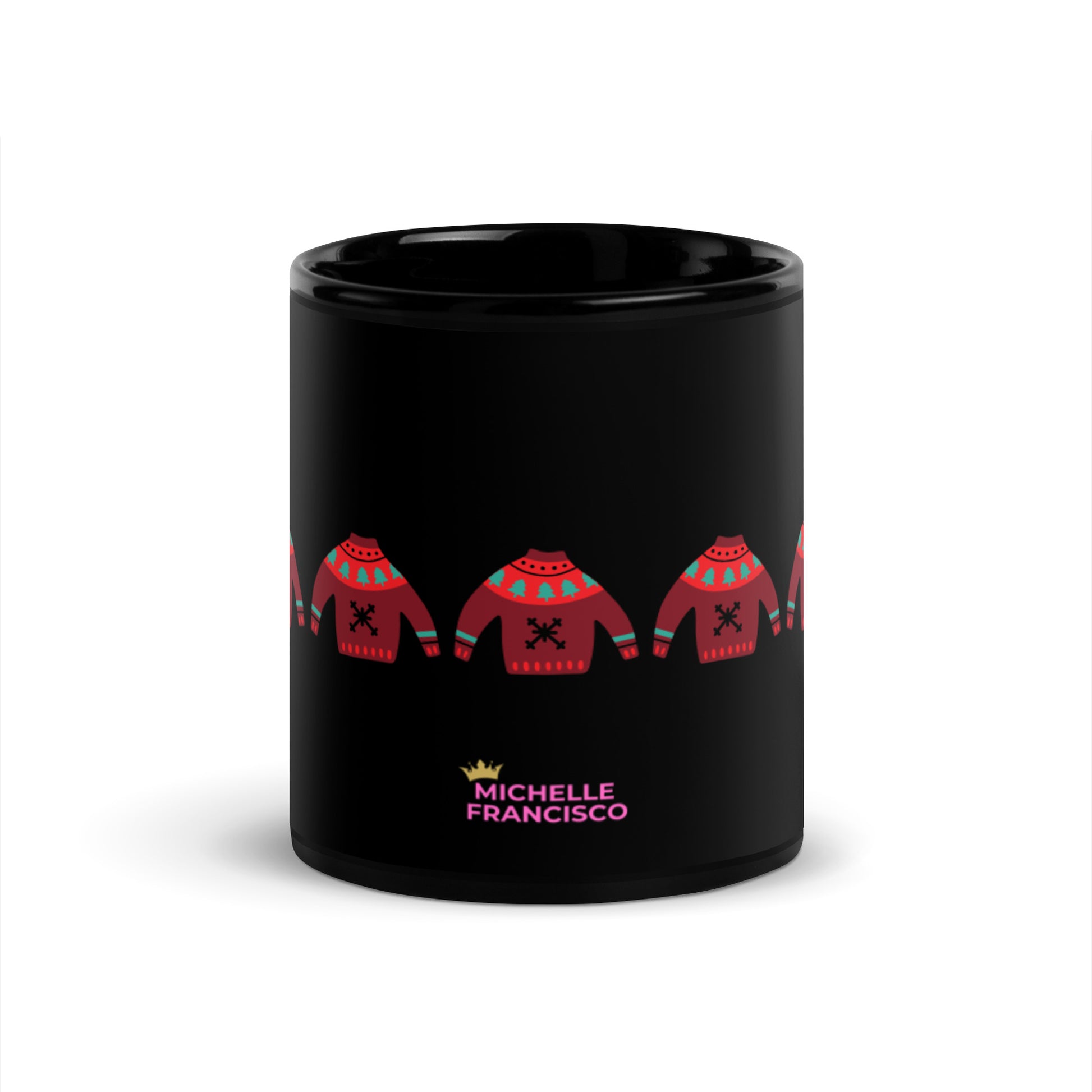 Christmas Sweater Black Glossy Mug - Michelle Francisco