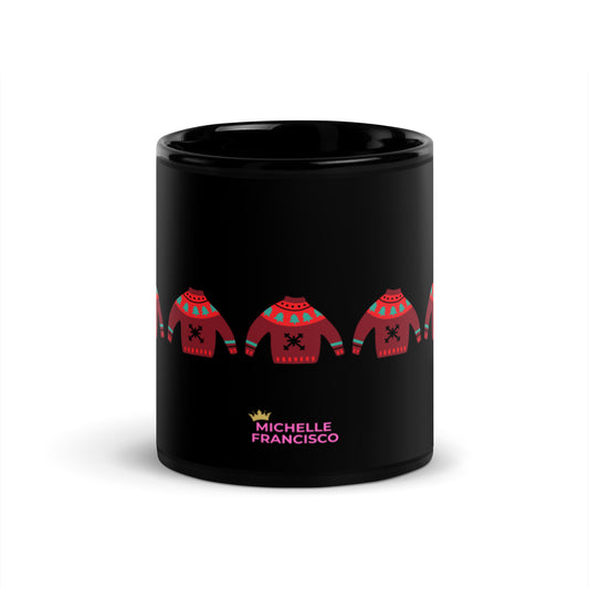 Christmas Sweater Black Glossy Mug - Michelle Francisco