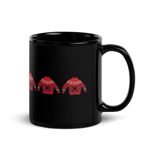 Christmas Sweater Black Glossy Mug