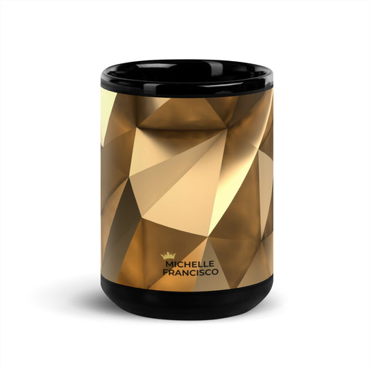 Gold Abstract Black Glossy Mug - Michelle Francisco