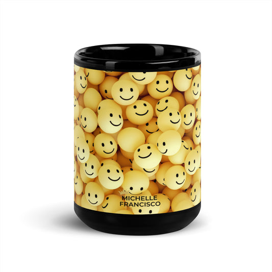 Smiley Black Glossy Mug - Michelle Francisco