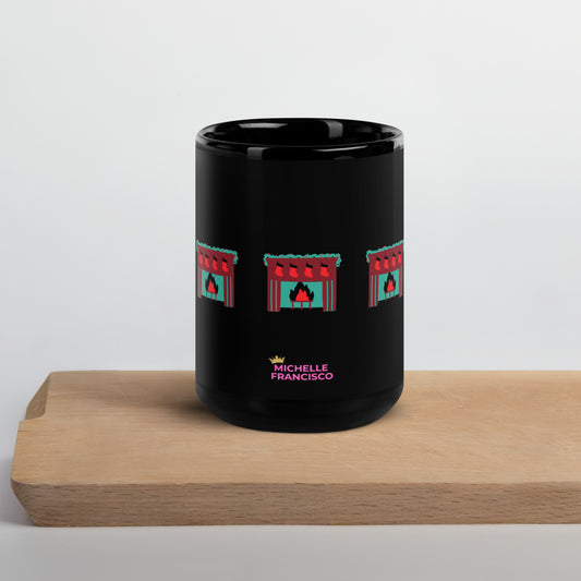 Christmas Fireplace Black Glossy Mug - Michelle Francisco