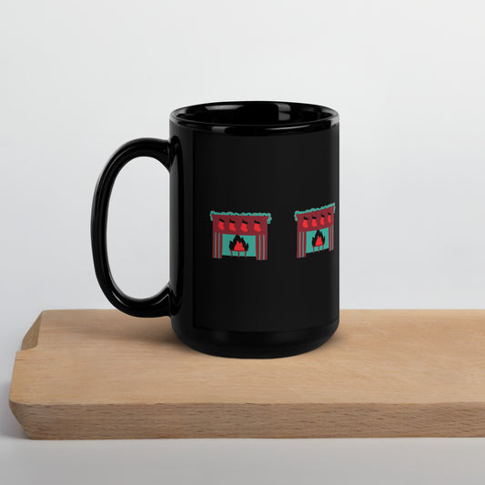 Christmas Fireplace Black Glossy Mug - Michelle Francisco
