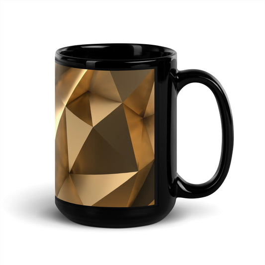 Gold Abstract Black Glossy Mug - Michelle Francisco