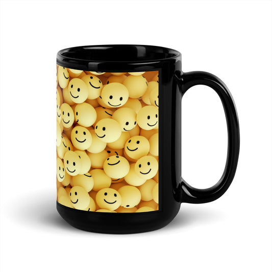 Smiley Black Glossy Mug - Michelle Francisco