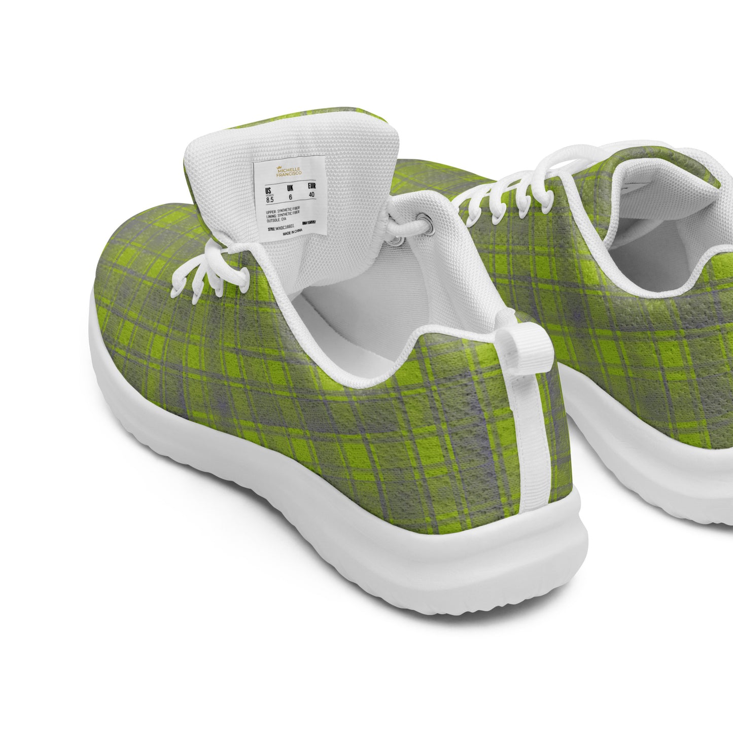 Men’s Apple Green Plaid Athletic Shoes