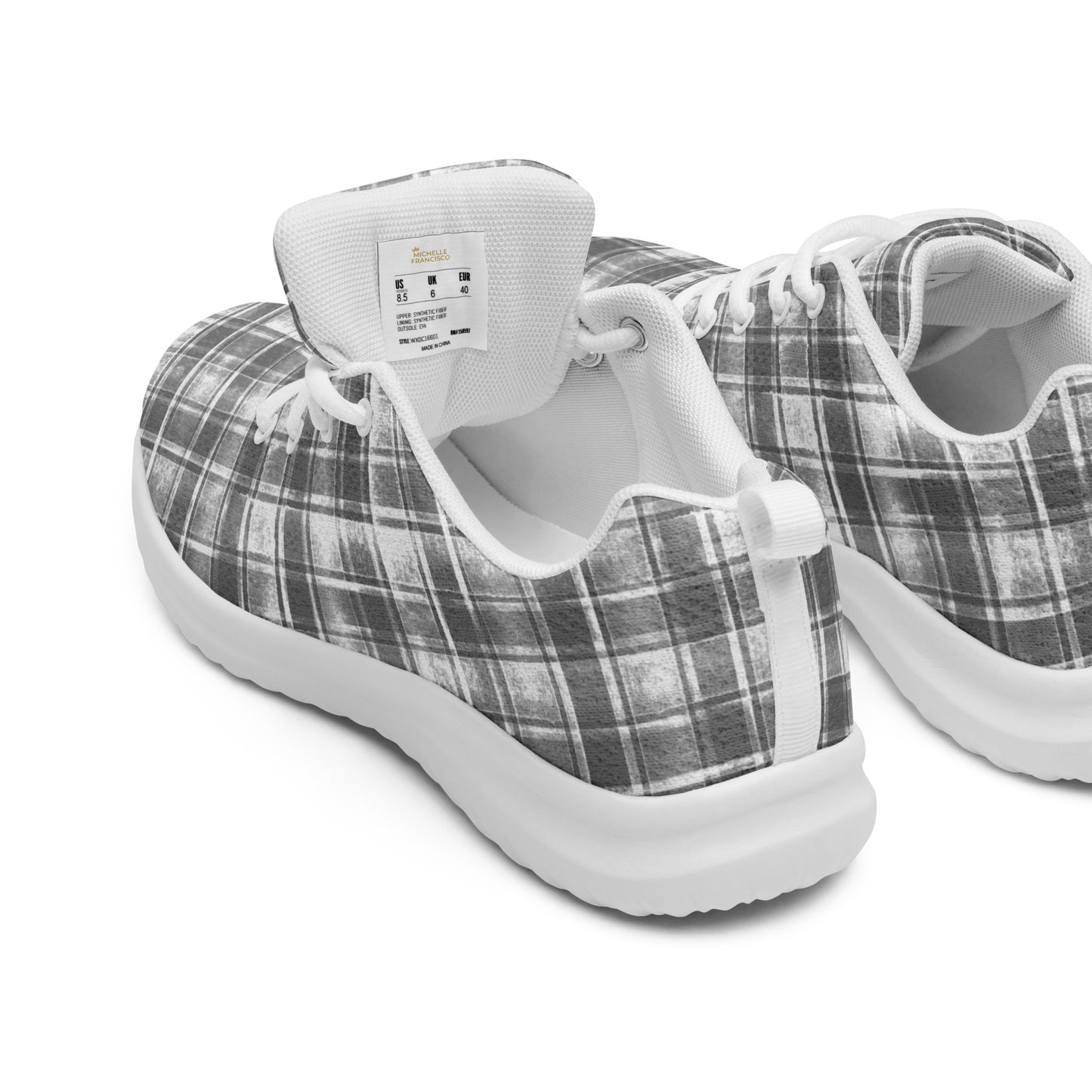 Men’s Grey Plaid Athletic Shoes