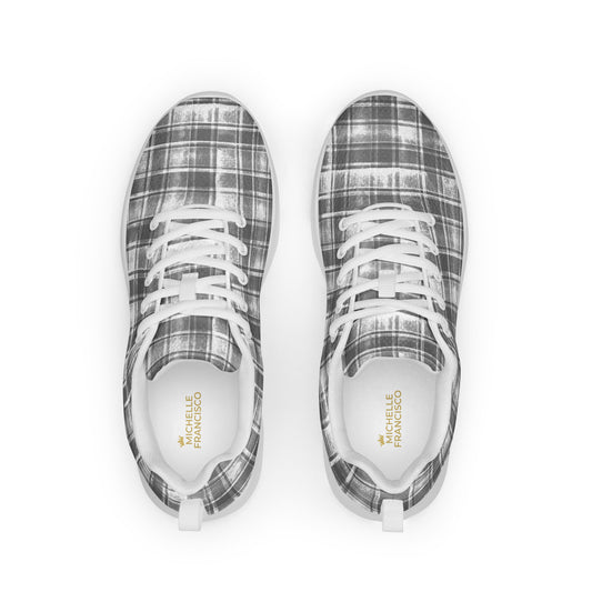 Men’s Grey Plaid Athletic Shoes