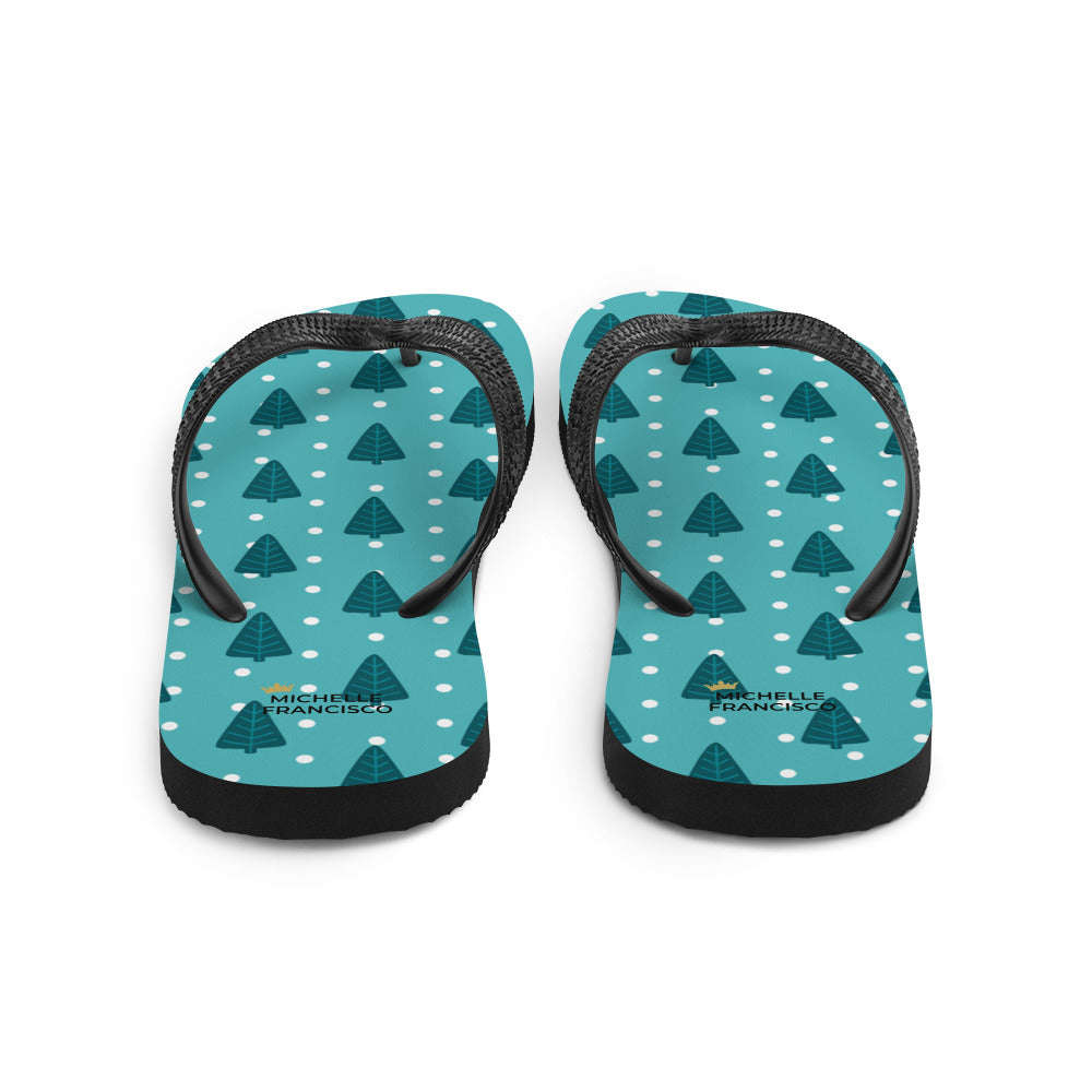 Snowy Christmas Tree Flip-Flops