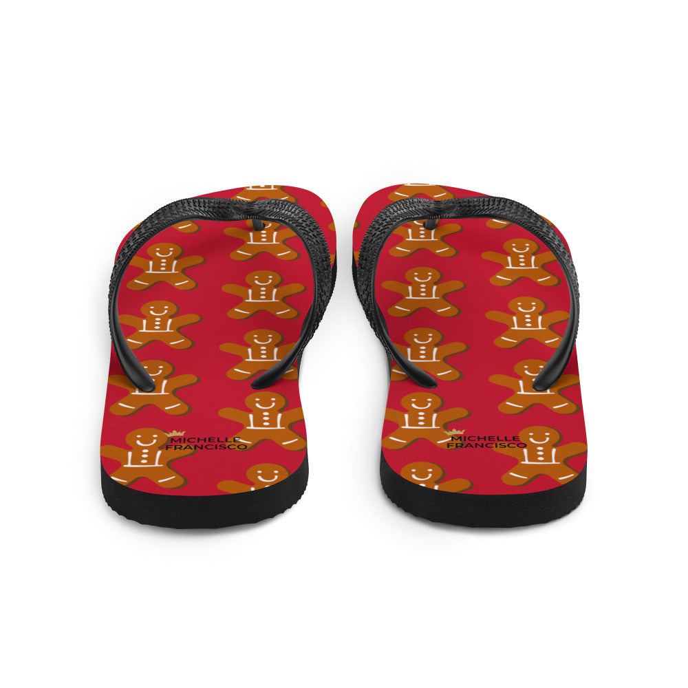 Red Gingerbread Man Flip-Flops