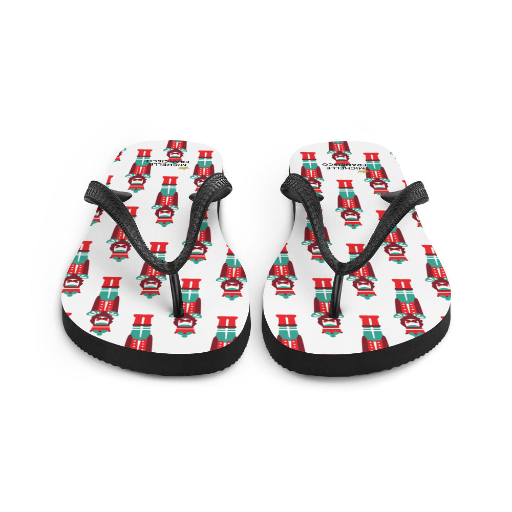 White Nutcracker Flip-Flops