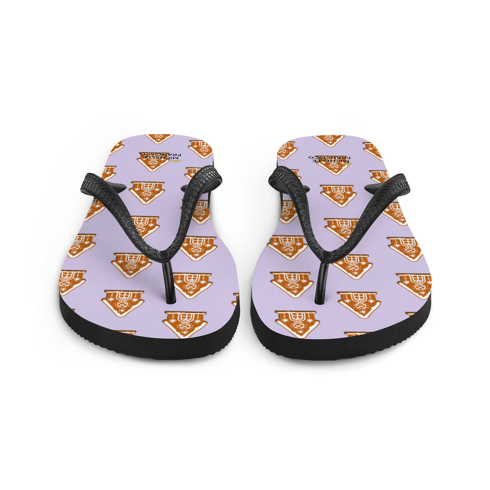 Lavender Gingerbread House Flip-Flops