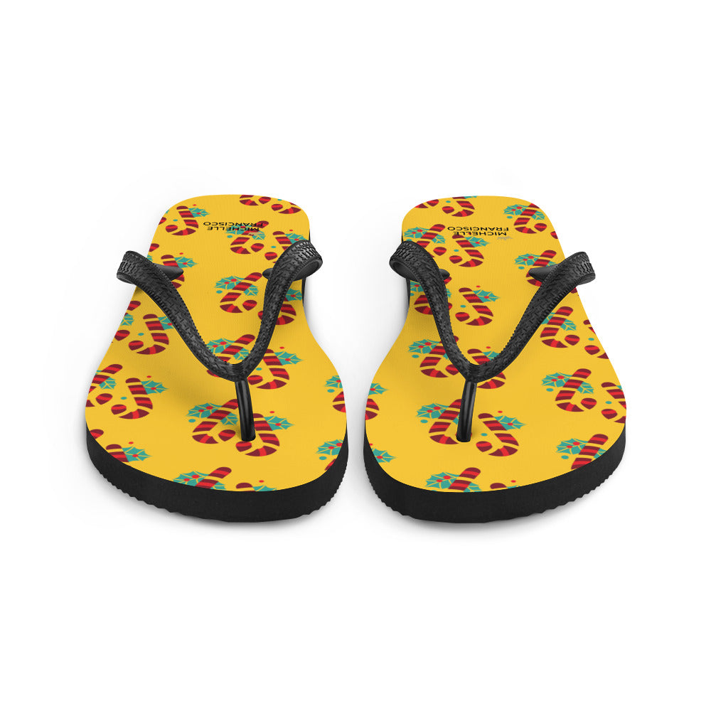 Yellow Candy Cane Flip-Flops