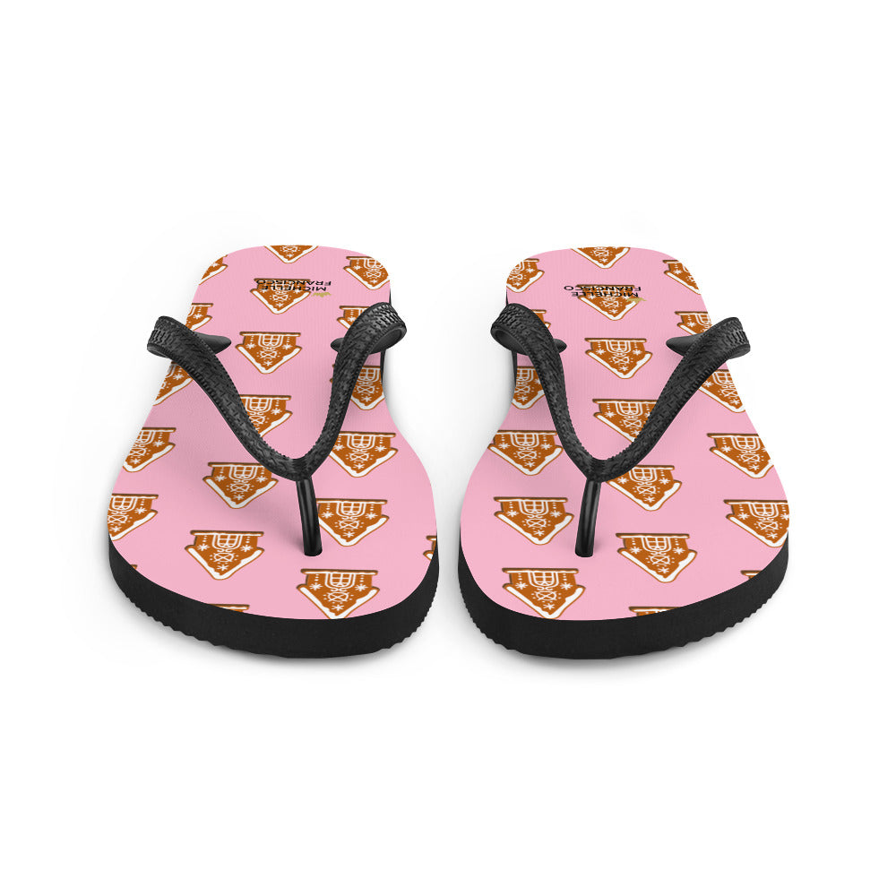Cotton Candy Gingerbread House Flip-Flops