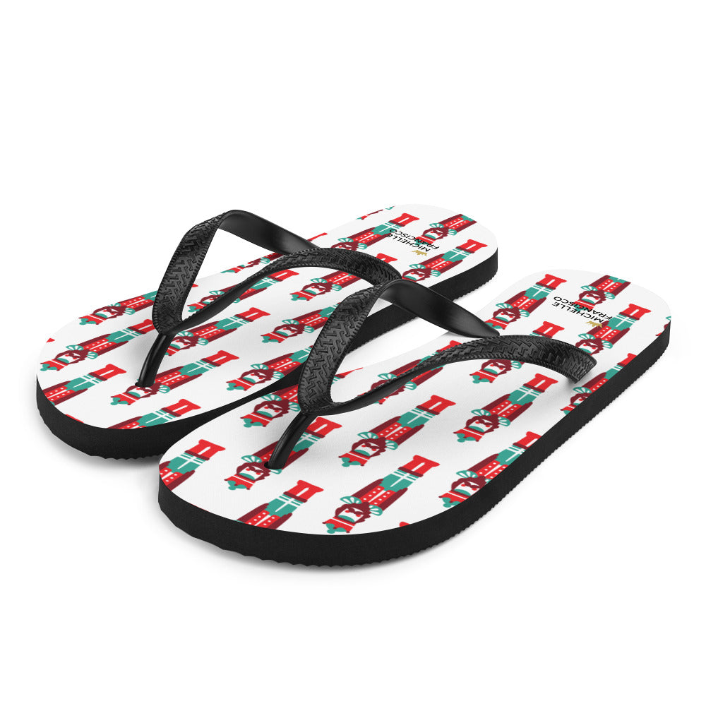 White Nutcracker Flip-Flops