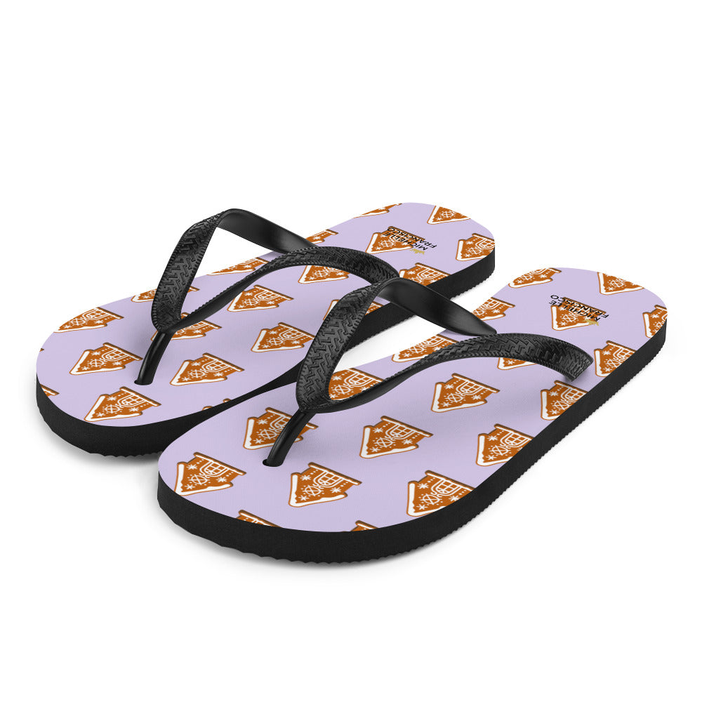 Lavender Gingerbread House Flip-Flops