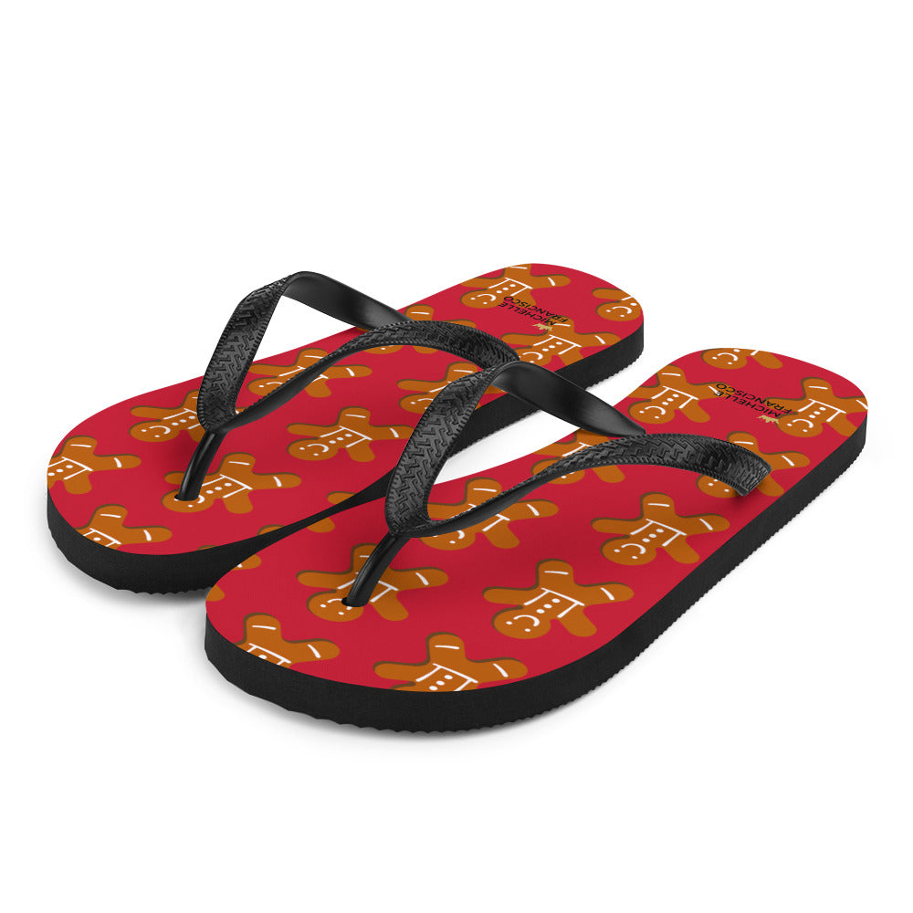 Red Gingerbread Man Flip-Flops